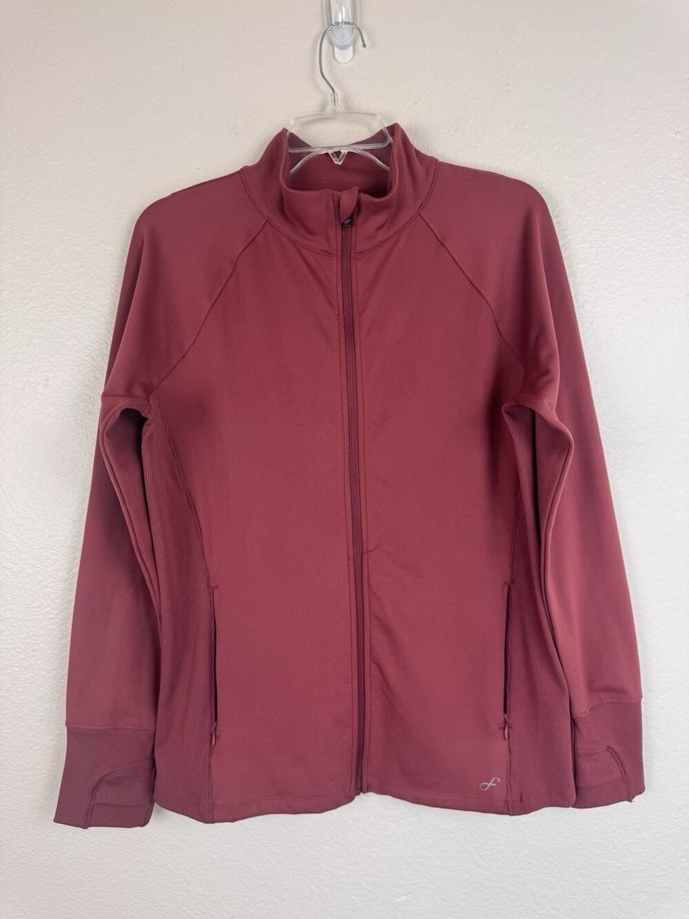 Women’s Freely Athletic Haven Luxe Zip Up Jacket Active Athleisure Sporty Wine L